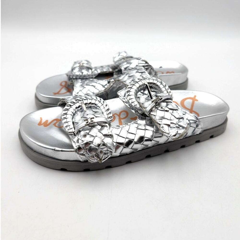 Sam Edelman Tiffanie Woven Two-Strap Sandal Women's Silver Size US6.5M EU36.5
